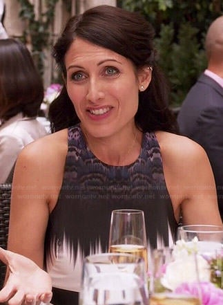 Abby's white printed dress on Girlfriends Guide to Divorce