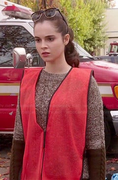 Bay's brown cable knit sweater on Switched at Birth