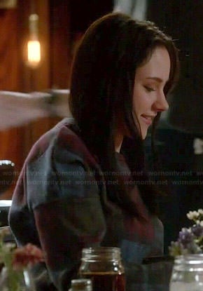 Brenna's plaid sweater on Chasing Life