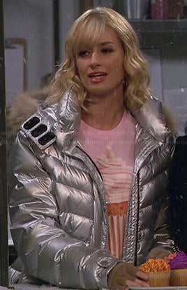 Caroline's silver jacket on 2 Broke Girls
