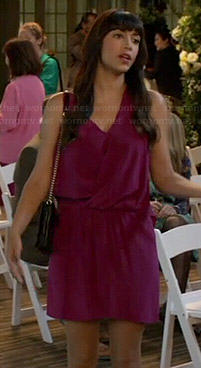 Cece's purple draped front dress on New Girl