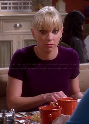 Christy's purple short sleeve sweater on Mom