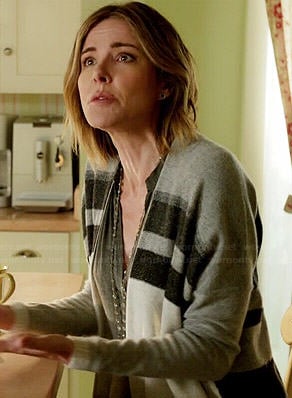 Ellie's grey two stripe cardigan on Cougar Town