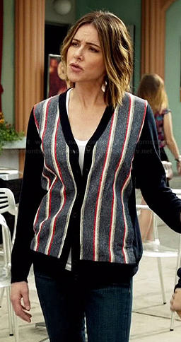 Ellie's navy striped v-neck cardigan on Cougar Town