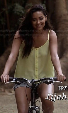 Emily's yellow button front cami on Pretty Little Liars