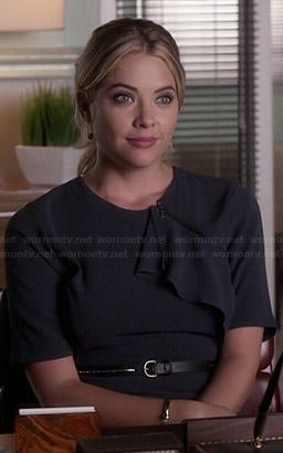 Hanna's dark green ruffled zip top on Pretty Little Liars