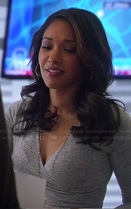 Iris's grey long sleeve dress on The Flash