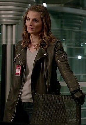 Kate's leather moto coat on Castle