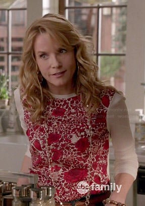 Kathryn's red floral front top on Switched at Birth