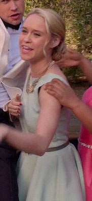 Kitty's mint green v-back dress on Glee