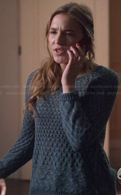 Maddie's teal textured sweater on Nashville