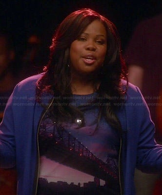 Mercedes's Brooklyn bridge graphic top on Glee