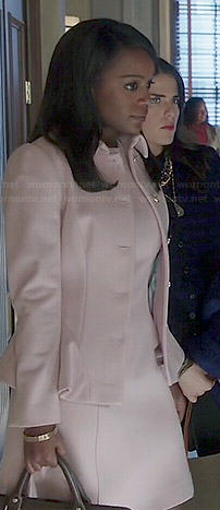Michaela's light pink peplum jacket on How to Get Away with Murder