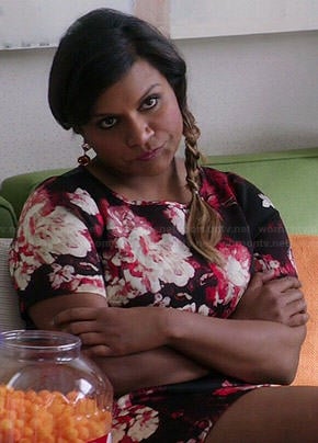Mindy's black and red floral dress on The Mindy Project