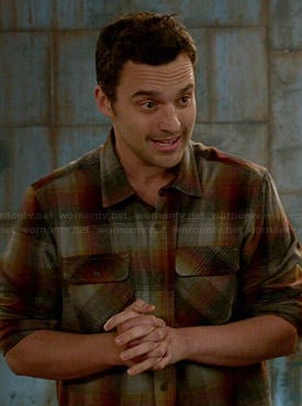 Nick's grey and orange plaid shirt on New Girl