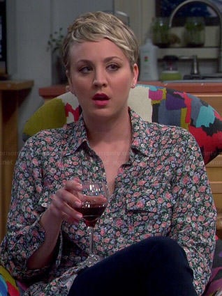 Penny's floral button down shirt on The Big Bang Theory