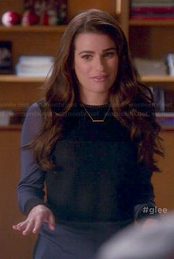 Rachel's blue and black colorblock sweater on Glee
