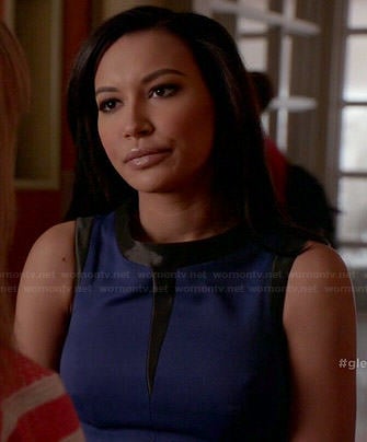 Santana's blue dress with black trim on Glee