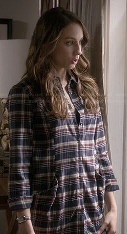 Spencer's navy plaid shirtdress on Pretty Little Liars