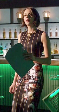 Thea's stripe and floral printed skirt and crop top set on Arrow