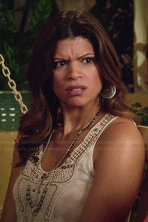 Xiomara's studded crochet top on Jane the Virgin