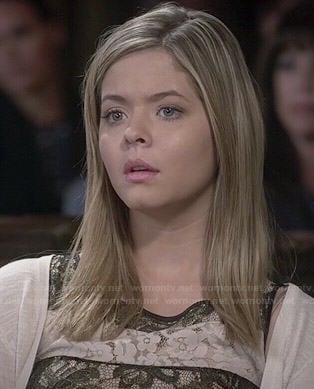 Ali's lace striped dress on Pretty Little Liars