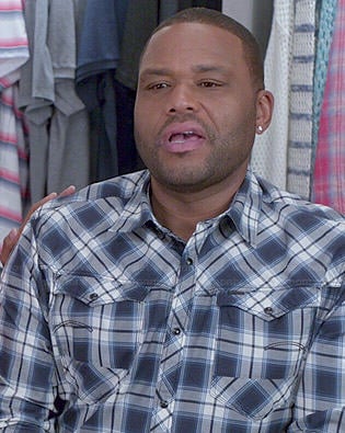Andre's blue plaid shirt on Black-ish