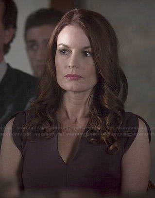 Ashley's dark purple v-neck dress on Pretty Little Liars