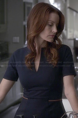 Ashley's navy peplum dress on Pretty Little Liars