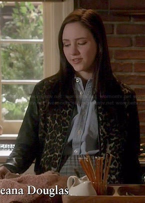 Brenna's leopard print jacket with leather sleeves on Chasing Life