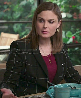 Brennan's black windowpane blazer on Bones