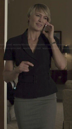 Claire's black short sleeve blazer on House of Cards