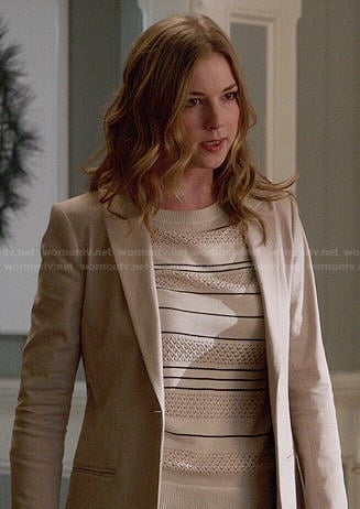 Emily's cream striped pointelle sweater on Revenge