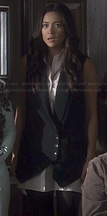Emily's black and white waistcoat dress on Pretty Little Liars