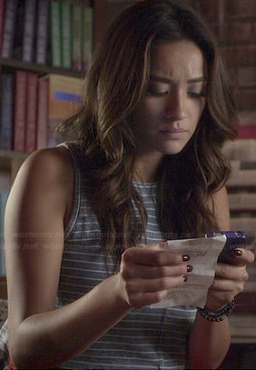Emily's blue striped tank top on Pretty Little Liars