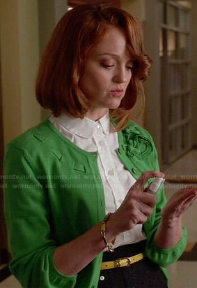 Emma's green ribbon and flower cardigan on Glee