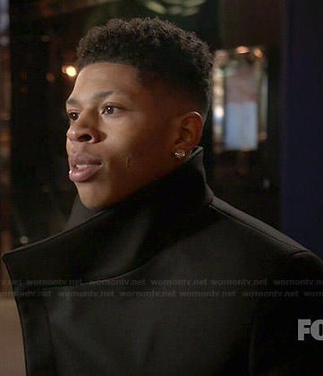 Hakeem's black funnel neck coat on Empire