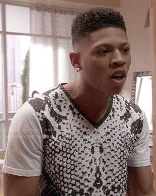 Hakeem's black and white snake print tee on Empire