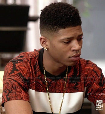 Hakeem's colorblock and paisley print tee on Empire