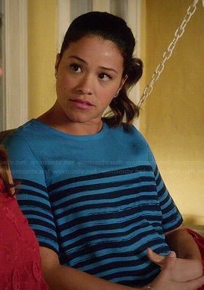 Jane's blue striped top on Jane the Virgin