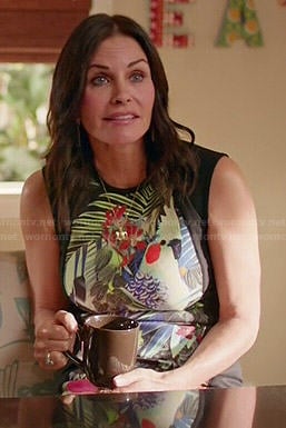 Jules's tropical print dress on Cougar Town