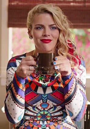 Laurie's stained glass print dress on Cougar Town