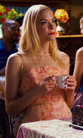 Lemon's peach floral print overlay dress on Hart of Dixie