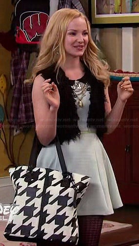 Liv's mint collared dress and houndstooth bag on Liv and Maddie