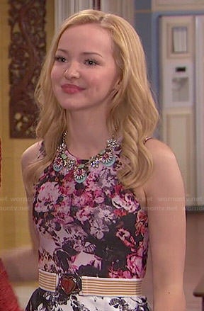Liv's pink and grey floral top and striped heart belt on Liv and Maddie