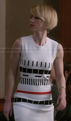 Margaux's white dashed stripe dress on Revenge