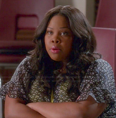 Mercedes's black ruffled sleeve jacket on Glee