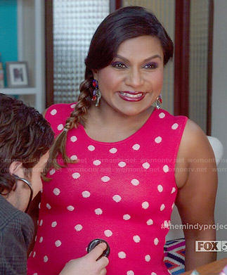 Mindy's red and white polka dot dress on The Mindy Project