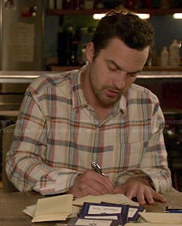 Nick's cream checked shirt on New Girl