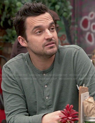 Nick's grey-green henley on New Girl